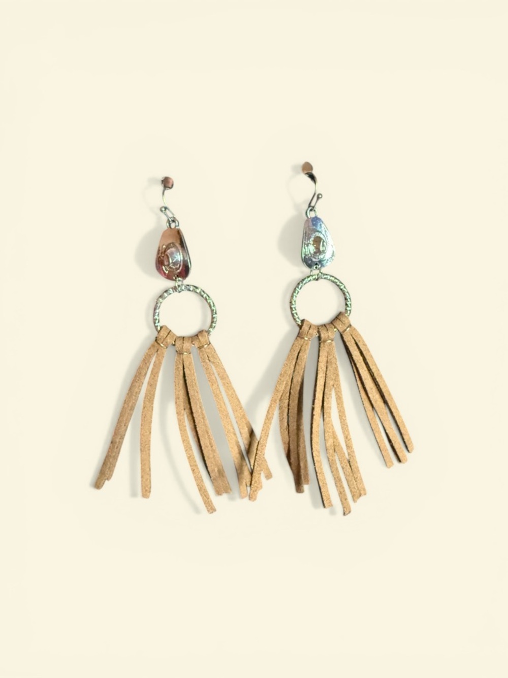 #365–❤️$5/$25❤️Boho Tassel Suede Drop Earrings in Tan